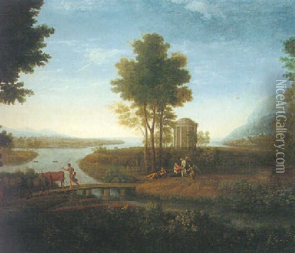 A Classical River Landscape With The Rest On The Flight To Egypt Oil Painting - Claude Lorrain