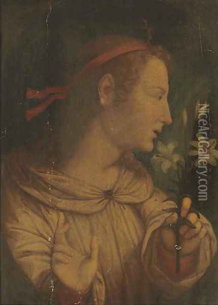 The Angel of the Annunciation Oil Painting - Fra Bartolommeo della Porta