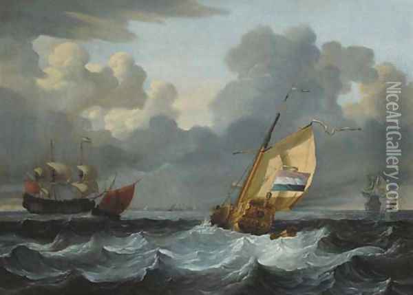 Shipping in a swell Oil Painting - Wigerus Vitringa
