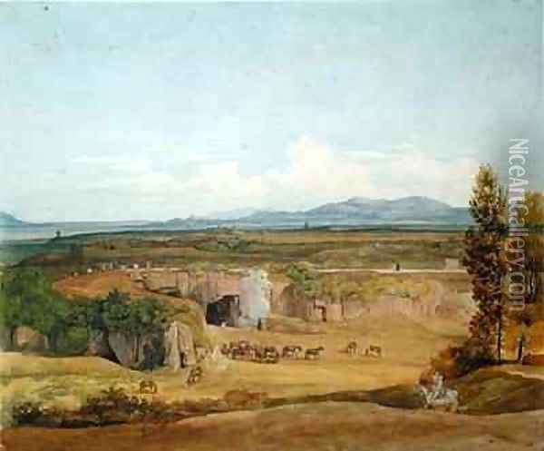 View of the Roman Campagna Oil Painting - Johann Christoph Erhard