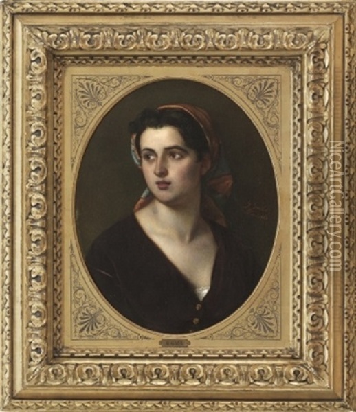Portraet Af Kvinde Med Torklaede Oil Painting - Gustave Gaul