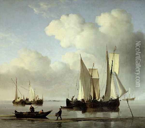 A Wijdship, a keep and other shipping in calm Oil Painting - Willem van de Velde the Younger