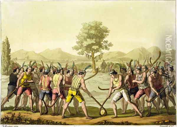 Indians playing Ciueca, Chile, from 'Le Costume Ancien et Moderne', Oil Painting - G. Bramati