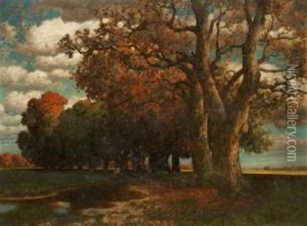 An Autumn Landscape Oil Painting - Hermann Traugott Rudisuhli