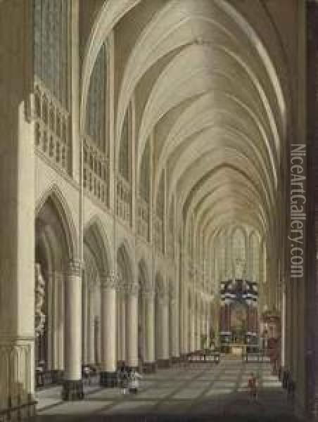 The Interior Of A Gothic Cathedral Oil Painting - Johann Ludwig Ernst Morgenstern