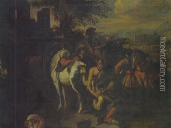 A Trip To The Farriers Oil Painting - Pieter van Bloemen