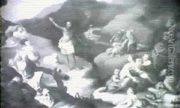 Saint John The Baptist Preaching To The Multitude Oil Painting - Francesco Albani