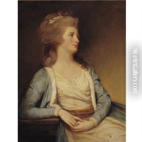 Portrait Of Mrs. James Ker Oil Painting - George Romney