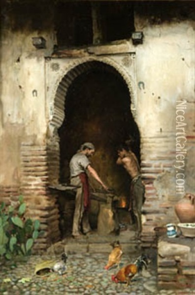 El Herrero Oil Painting - Placido Frances y Pascual
