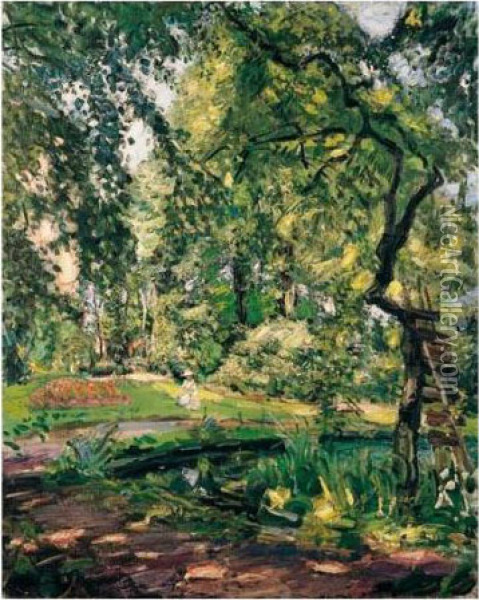 Garten In Godramstein Mit 
Verwachsenem Baum Und Weiher (garden In Godramstein With Overgrown Tree 
And Pond) Oil Painting - Max Slevogt