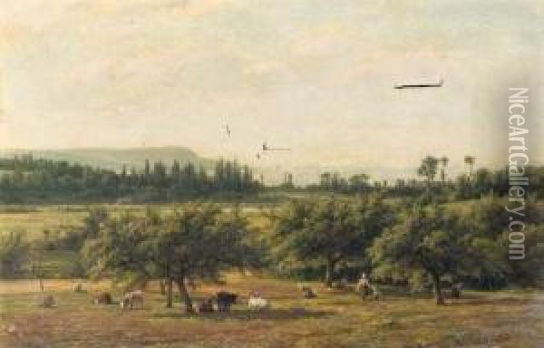 In The Meadow In Summer Oil Painting - Willem Carel Nakken