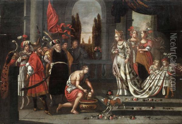 Scen Ur Drottning Tamiris Historia Oil Painting - Jacob Jacobsz De Wet