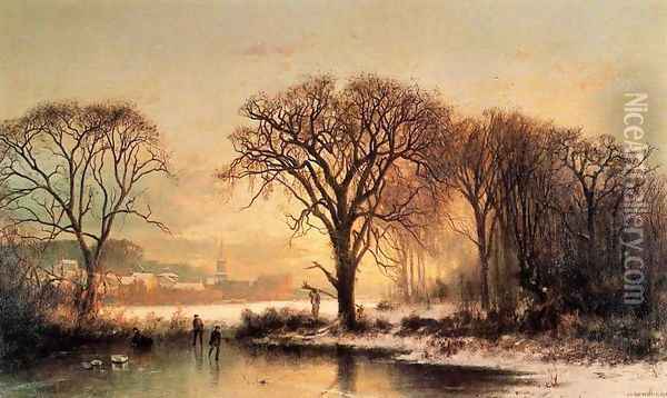 Winter in Medford Oil Painting - Joseph Morviller