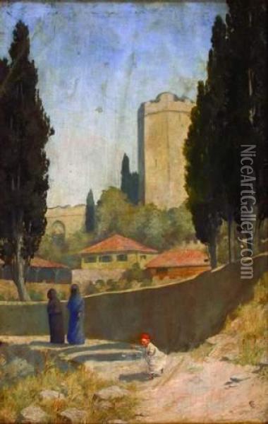 La Chasse Au Papillon A L'entree De Jerusalem Oil Painting - Frederick Goodall