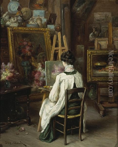 In The Artist's Studio Oil Painting - Eugene Claude