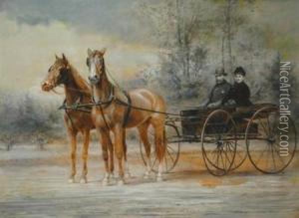 American, - Mr. And Mrs. Brettin A Surrey Oil Painting - Edward Lamson Henry