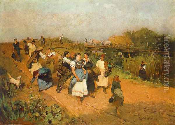 Hazatero aratok, 1881 Oil Painting - Lajos Deak-Ebner