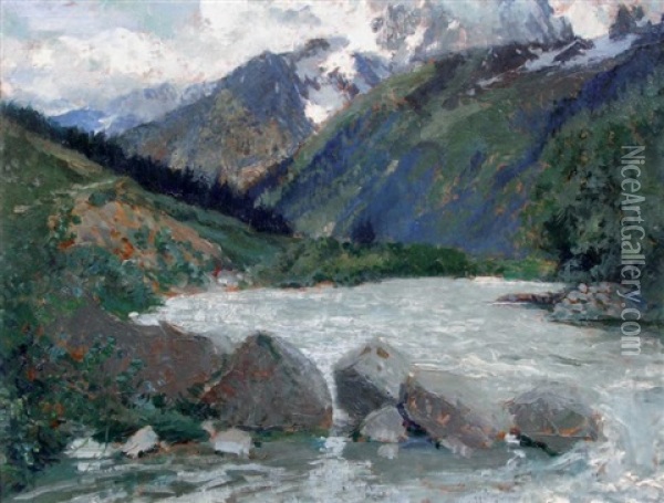 L'avre A Chamonix Oil Painting - Henri Montassier