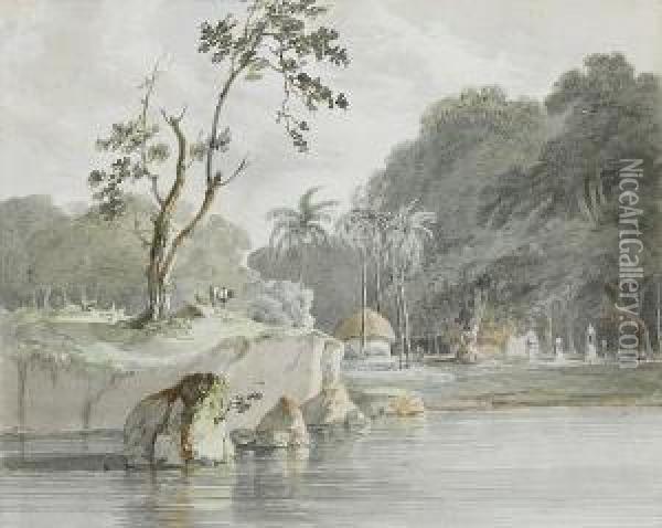 On The Ganges Near Culna Oil Painting - Charles Hamilton Smith