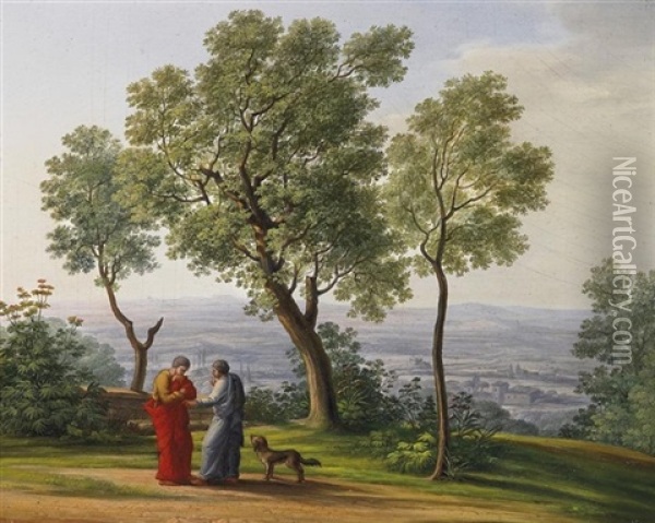 Landschaft Bei Tivoli Oil Painting - Carl Ludwig Kuhbeil