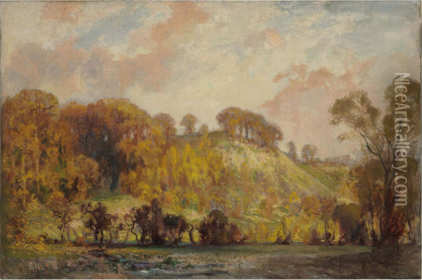 An Autumn Landscape Oil Painting - Sir Alfred East