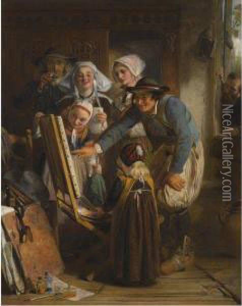 Art Critics Of Brittany Oil Painting - Abraham Solomon