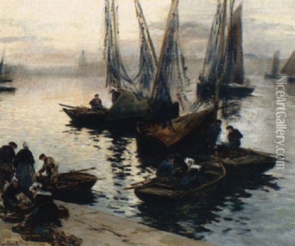 Concarneau - Le Retour Des Sardiniers Oil Painting - Fernand Marie Eugene Legout-Gerard
