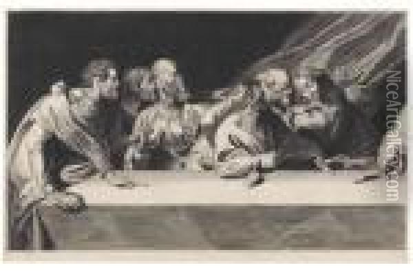 Das Letzte Abendmahl (probedruck Der Linken Halfte) Oil Painting - Cornelis Van Der Meulen