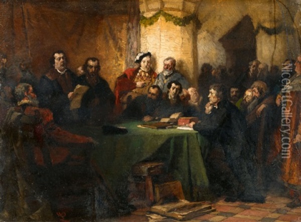 Das Marburger Religionsgesprach Oil Painting - Wilhelm von Lindenschmit the Younger