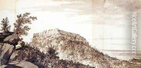 View of the Fort of Bidjegur Bijagarh Oil Painting - William Hodges