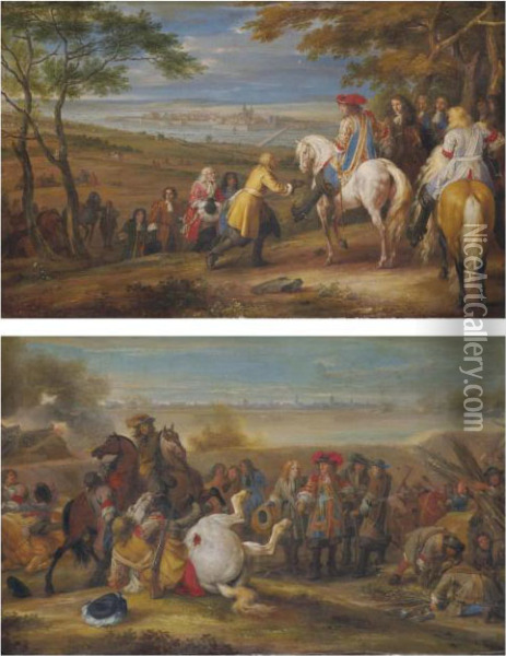 Les Cles De Marsal Remises A Louis Xiv Oil Painting - D'Adam-Franz Van Der Meulen