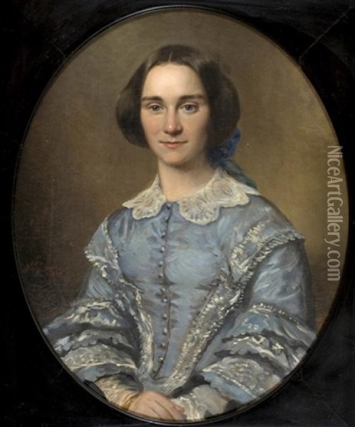 Portrait Of Mrs. Van Gerken Oil Painting - Nikolaas Pieneman