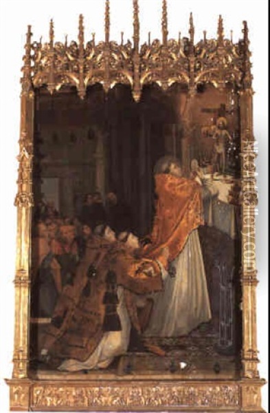 El Milagro De La Misa De San Gregorio Oil Painting - Pedro Machuca