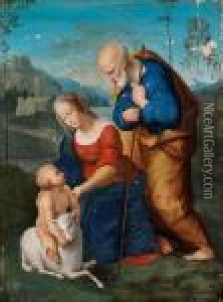 Die Heilige Familie / La Sacra Famiglia Oil Painting - Raphael (Raffaello Sanzio of Urbino)