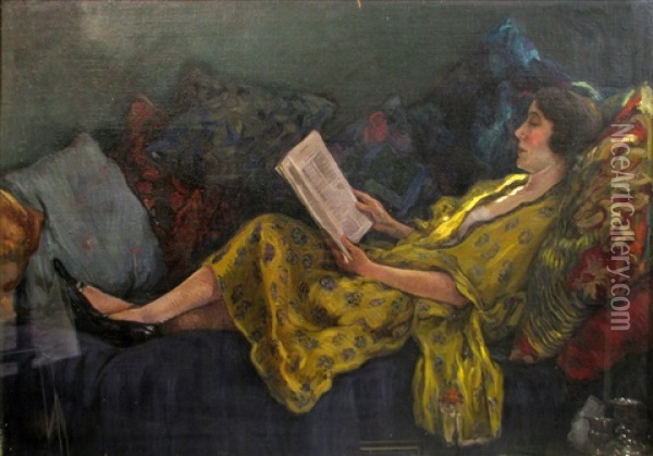Reading Oil Painting - Nicolae Grant