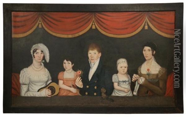 A Prosperous Family Of Five Oil Painting - Ammi Phillips