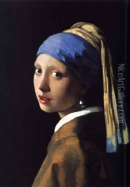 Girl with a Pearl Earring c. 1665 Oil Painting - Jan Vermeer Van Delft
