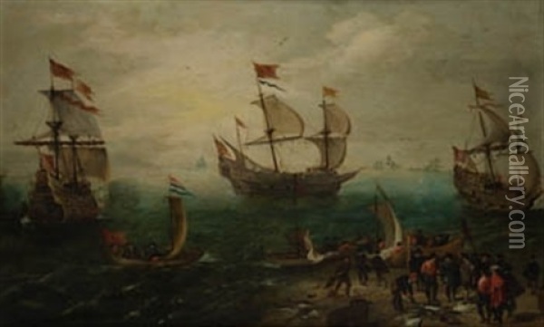 Batalla Naval Oil Painting - Hendrik Rietschoof