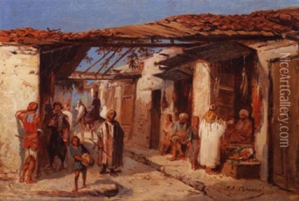 Une Rue En Orient Oil Painting - Jean-Adolphe Beauce