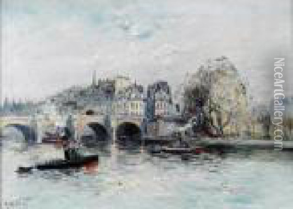 Le Pont Neuf, Paris Oil Painting - Gustave Madelain
