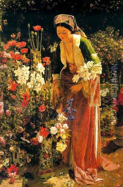 In the Bey's Garden, Asia Minor Oil Painting - John Frederick Lewis