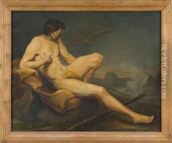 Nudo Maschile Disteso In Paesaggio Oil Painting - Francesco Paolo Hayez