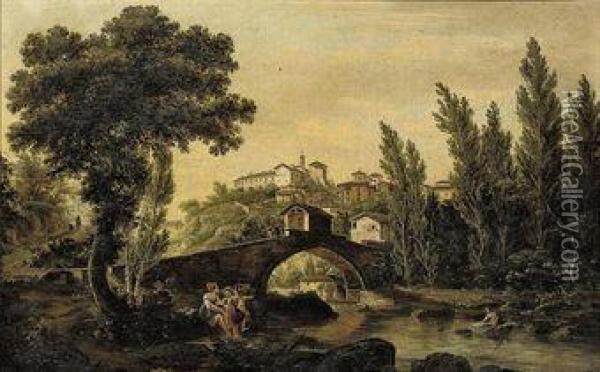 Ponte De Pelagho A Valonbrosa, Toscana Oil Painting - Gherardi