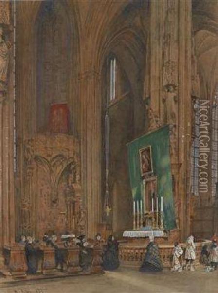 Inneres Der Stephanskirche Oil Painting - Rudolf Ritter von Alt