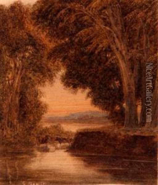 Riverlandscape With Cattle Oil Painting - George Jnr Barrett