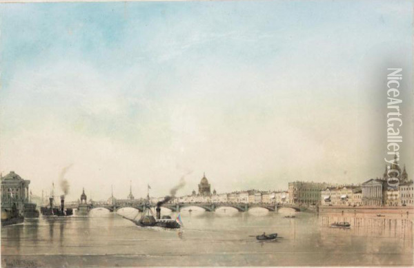 Panoramic View Of St. Petersburg Oil Painting - Iosif Iosifovic Charlemagne
