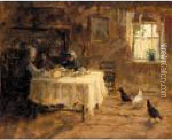 Cottage Interior With Chickens Oil Painting - James Humbert Craig