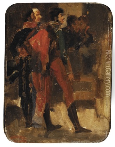 Deux Generaux (in Collab. W/alfred Stevens And Others) Oil Painting - Henri Gervex