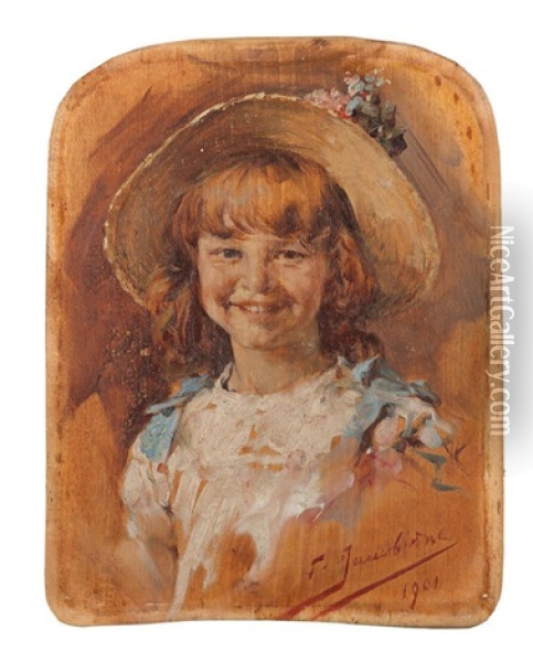 A Smiling Girl Oil Painting - Georgios Jakobides