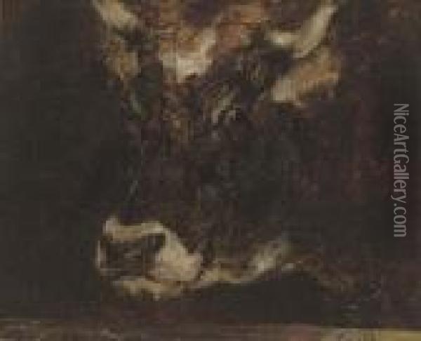A Study Of A Cow's Head Oil Painting - Rosa Bonheur